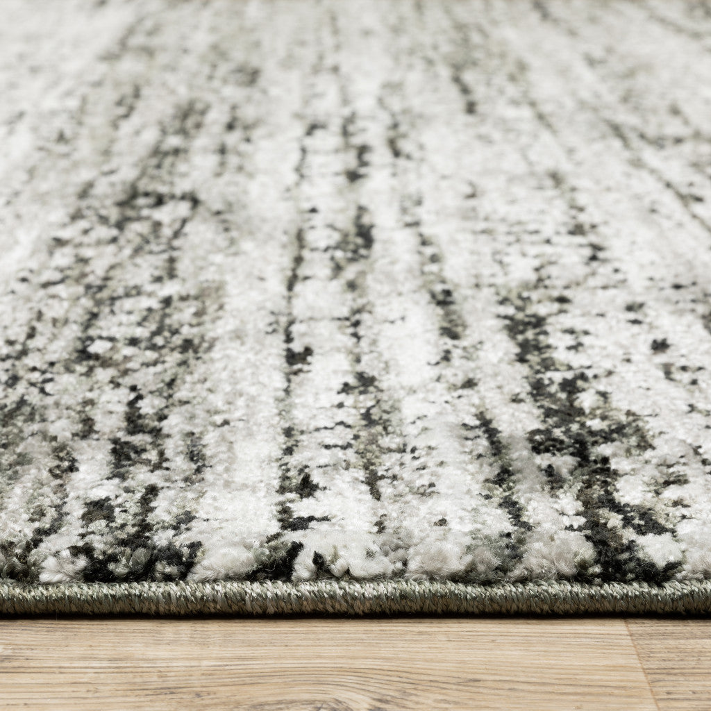 2' X 3' Gray and Ivory Abstract Power Loom Area Rug