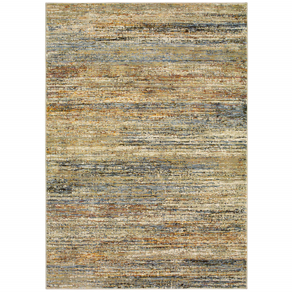 2' X 3' Blue and Ivory Abstract Power Loom Area Rug