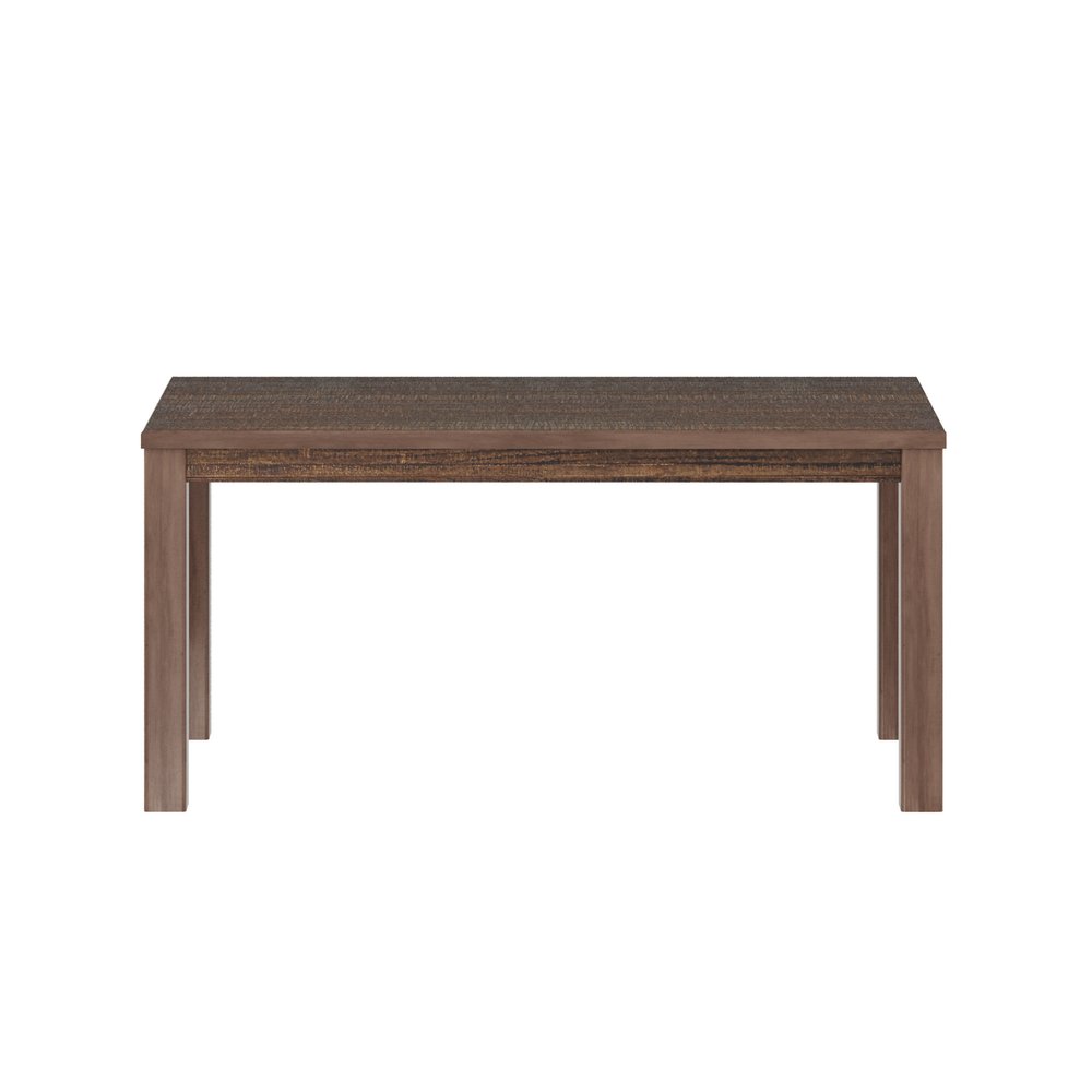 Rustic brown wooden coffee table with rectangular top and solid block legs; warm wood grain for the living room.