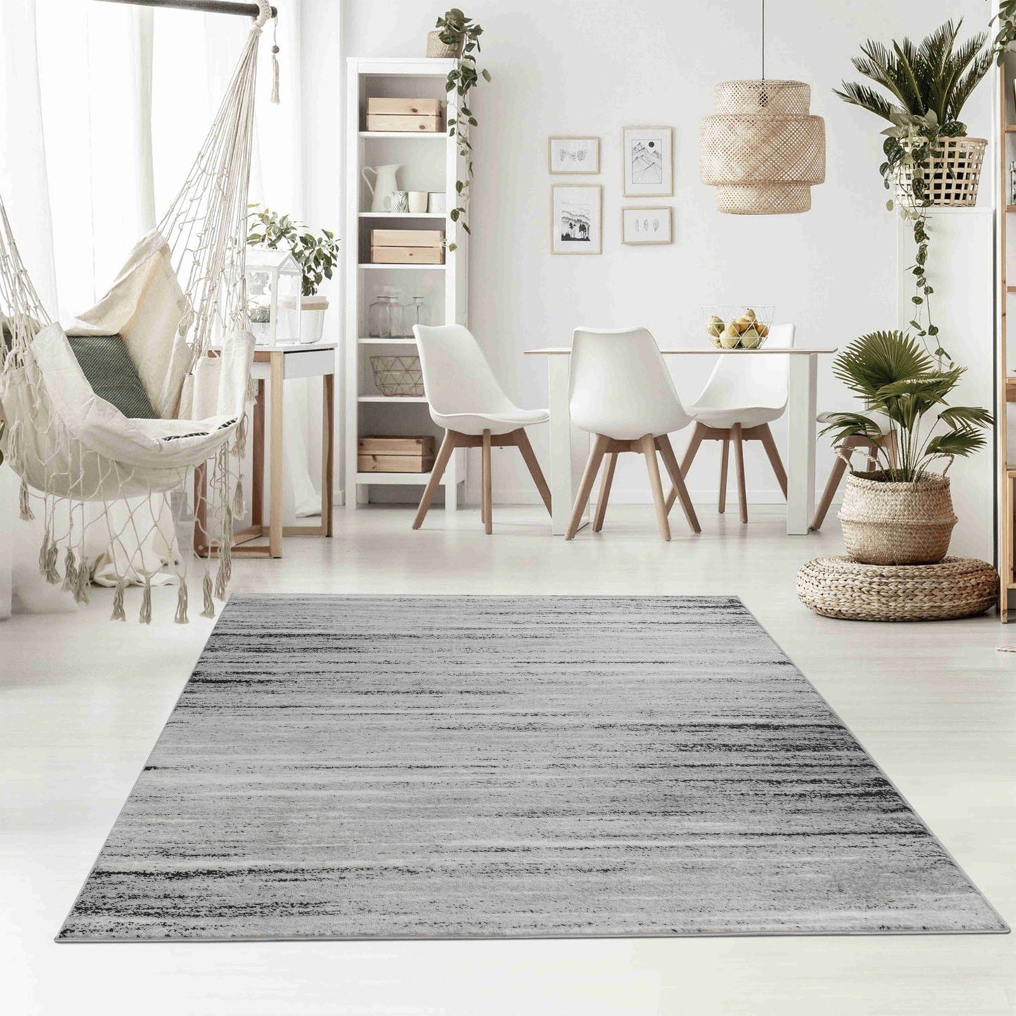 5' X 8' Grey Abstract Area Rug