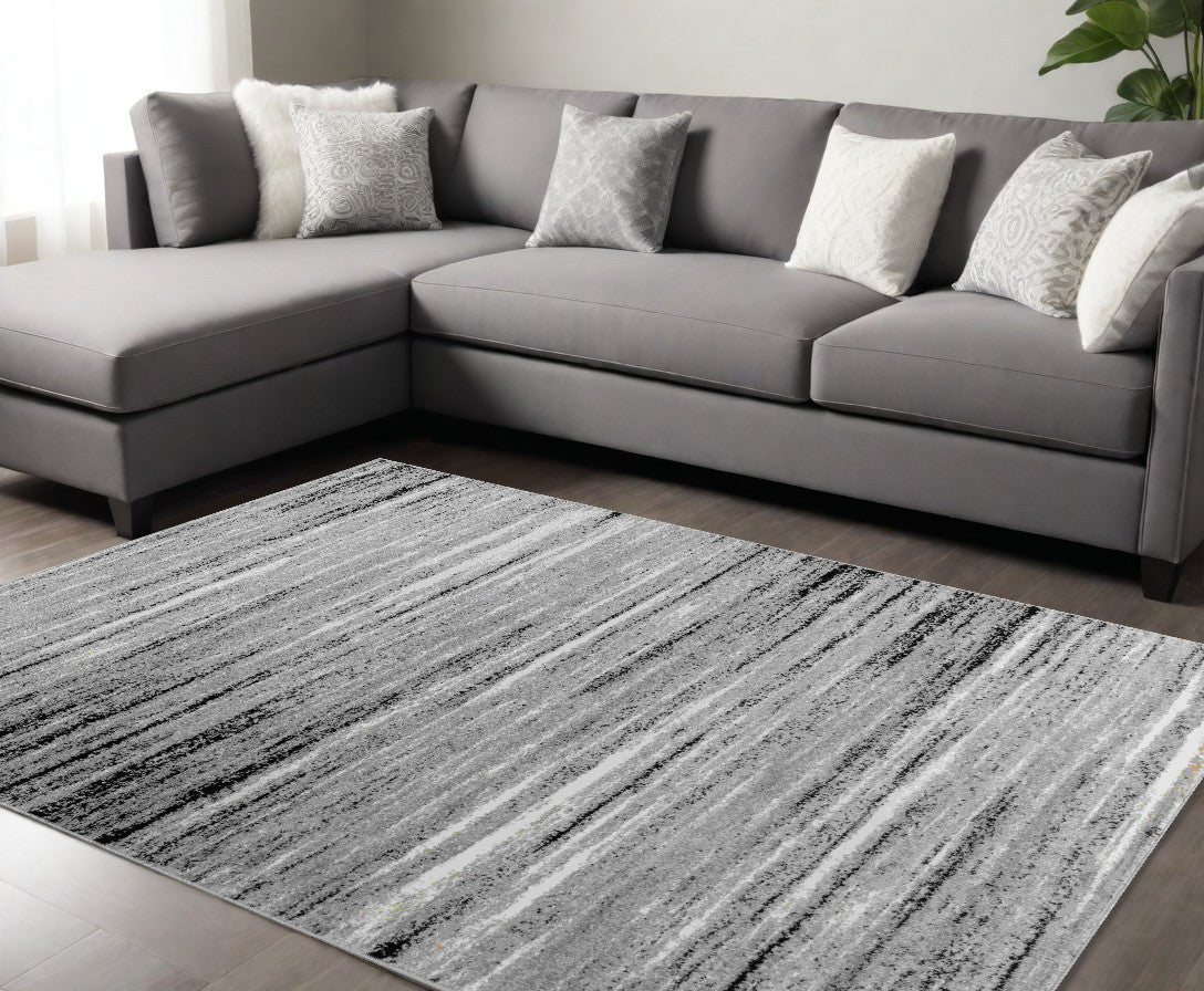 8' X 11' Grey Abstract Area Rug