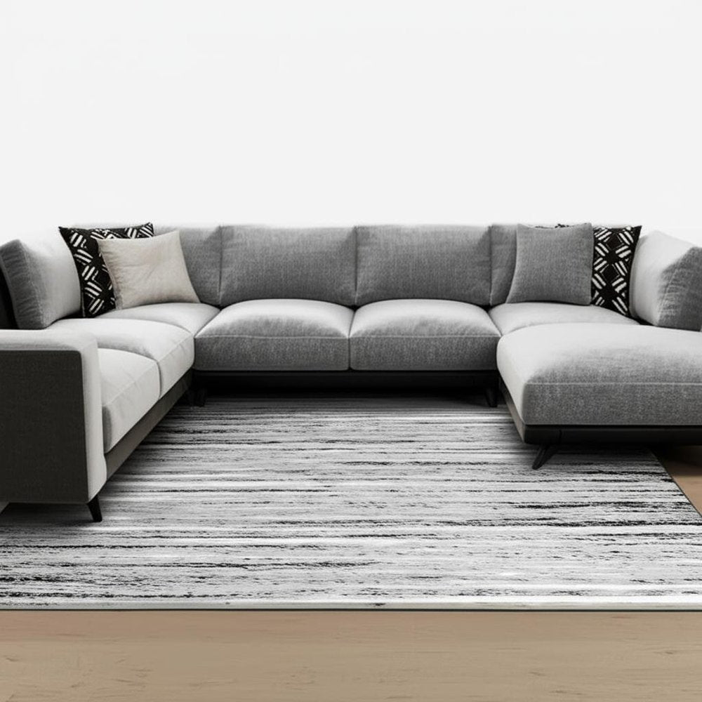 8' X 11' Grey Abstract Area Rug