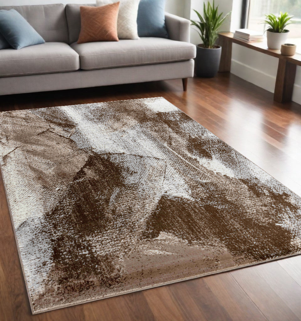 5' X 8' Brown Abstract Area Rug