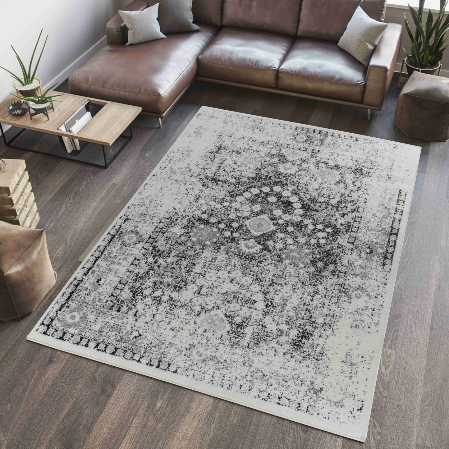 5' X 8' Black Oriental Area Rug