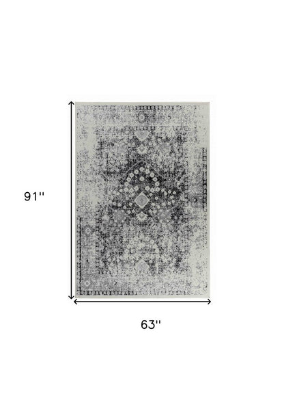 5' X 8' Black Oriental Area Rug