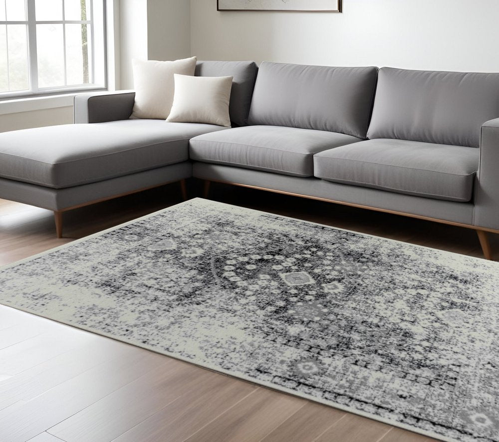 8' X 11' Black Oriental Area Rug