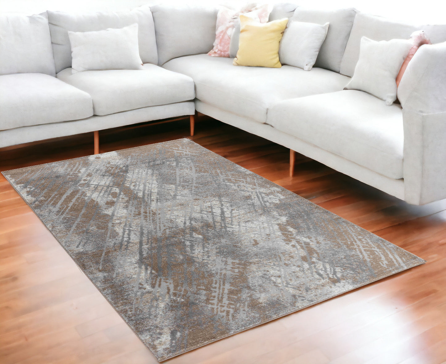 5' X 8' Brown Abstract Area Rug