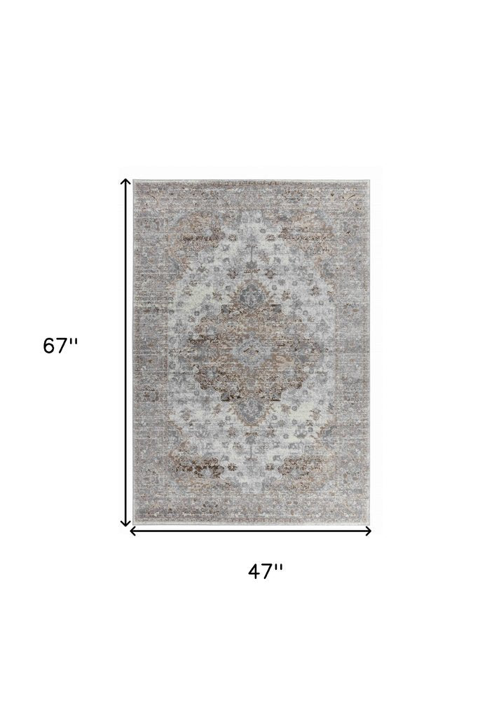 4' X 6' Brown Oriental Area Rug