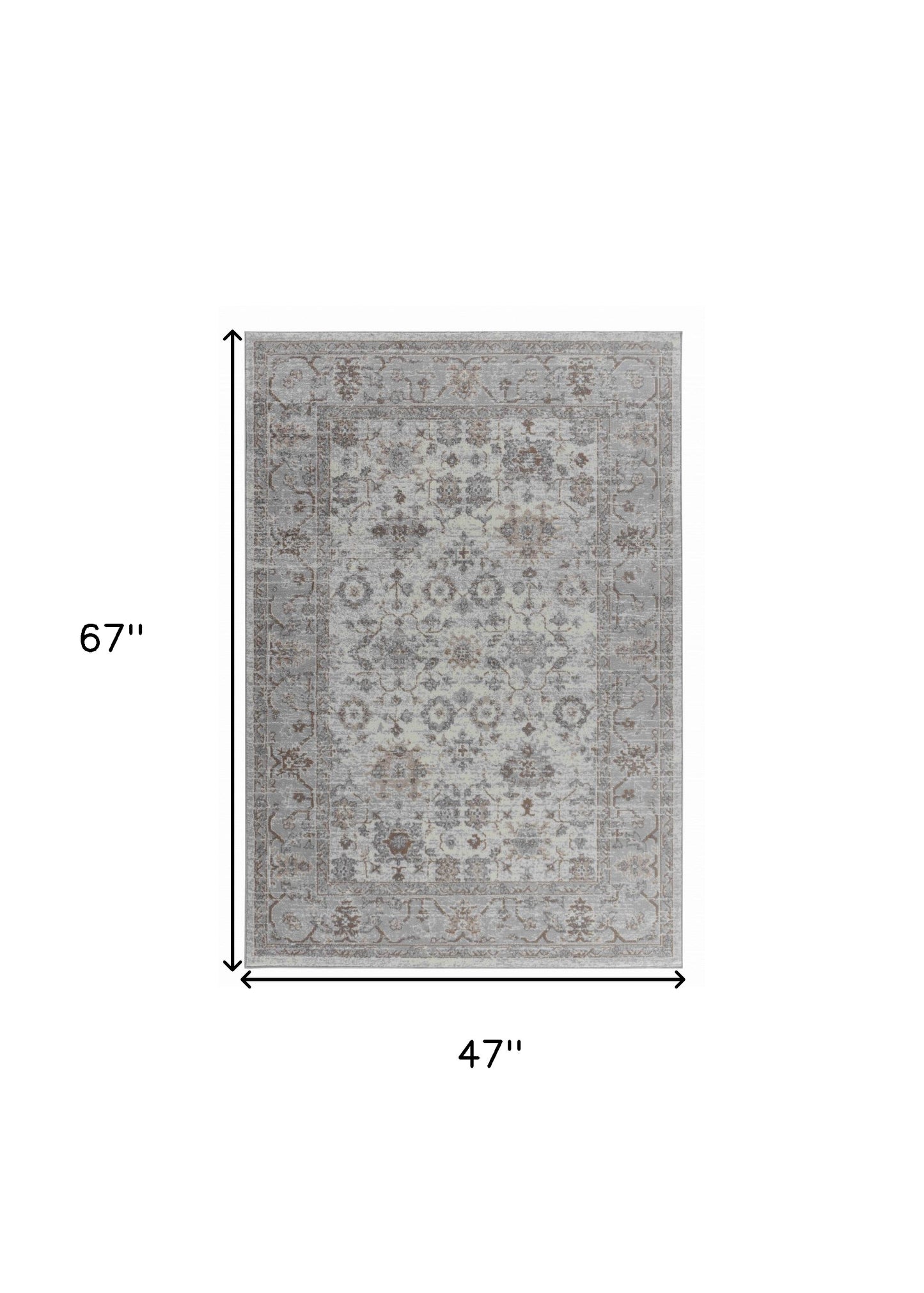 4' X 6' Grey Oriental Area Rug