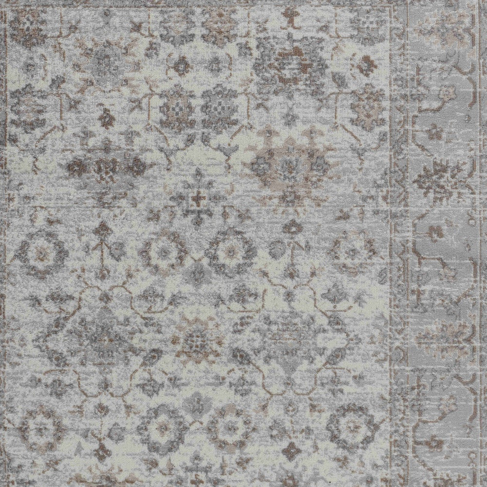 5' X 8' Grey Oriental Area Rug