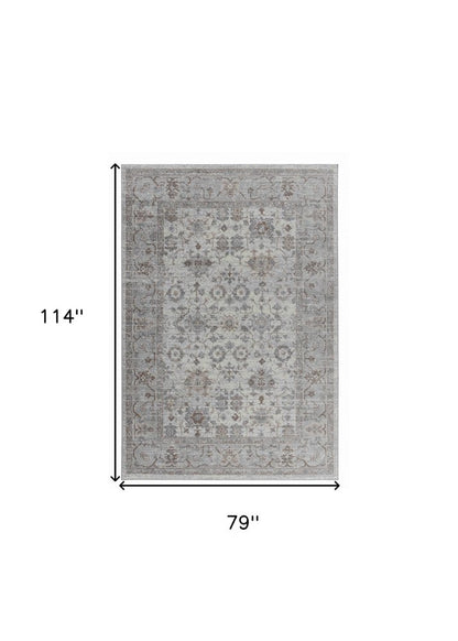 7' X 10' Grey Oriental Area Rug
