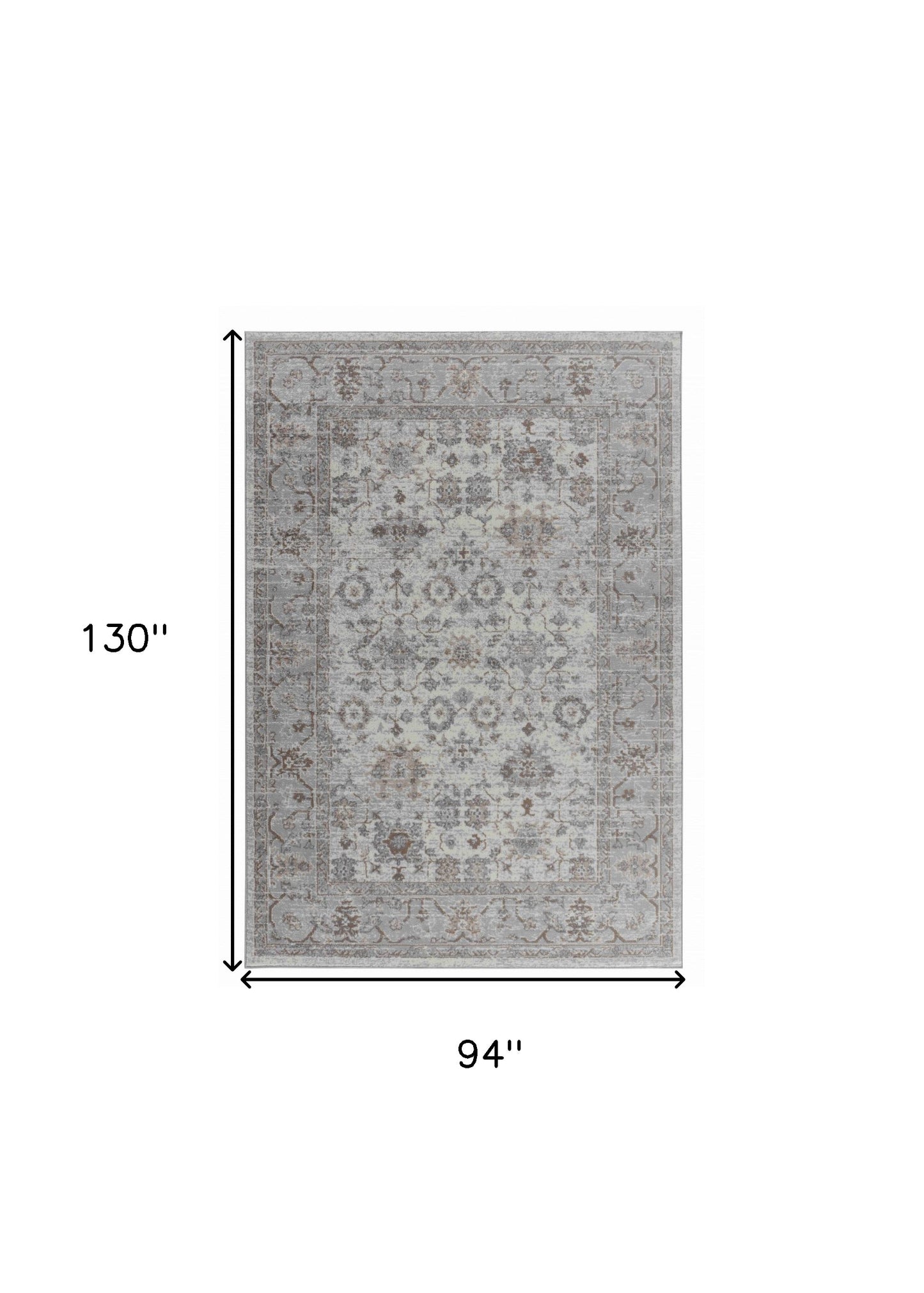 8' X 11' Grey Oriental Area Rug