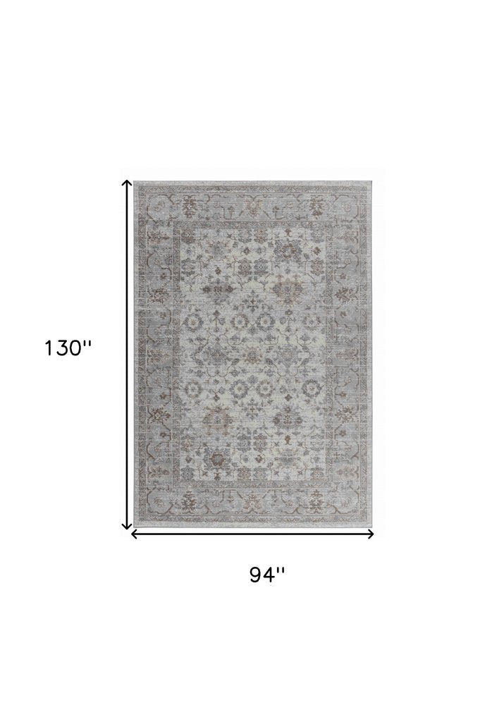 8' X 11' Grey Oriental Area Rug