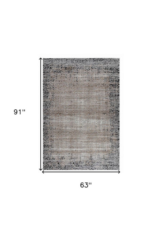 5' X 8' Brown Geometric Area Rug