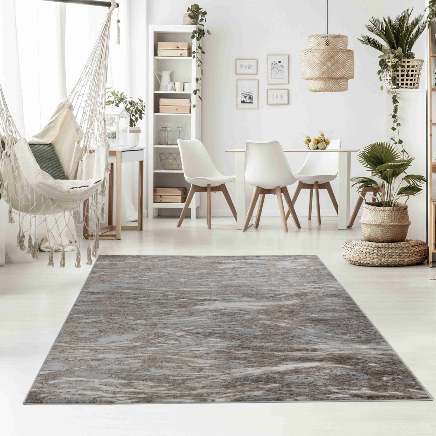 5' X 8' Brown Abstract Area Rug