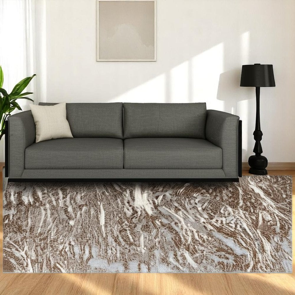 5' X 8' Brown Abstract Area Rug