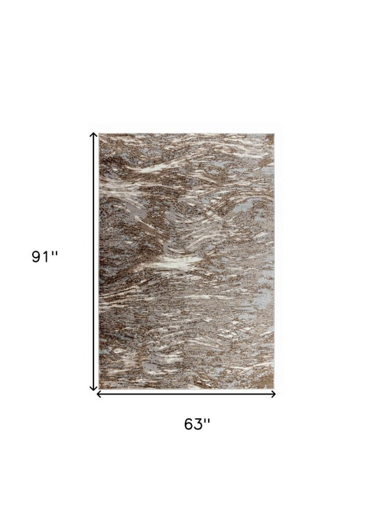 5' X 8' Brown Abstract Area Rug