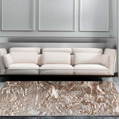 8' X 11' Brown Abstract Area Rug