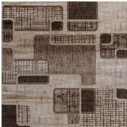 7' X 10' Brown Geometric Area Rug