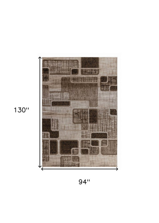 8' X 11' Brown Geometric Area Rug