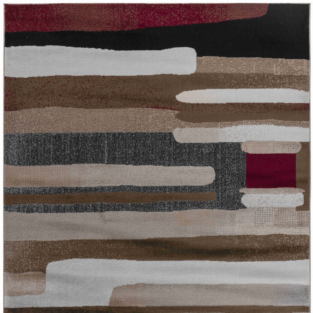 7' X 10' Brown Abstract Area Rug