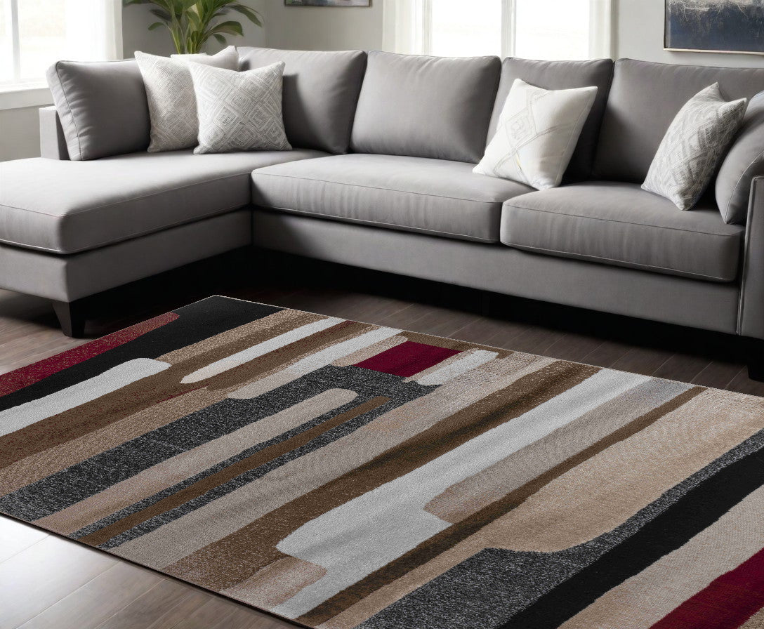 8' X 11' Brown Abstract Area Rug