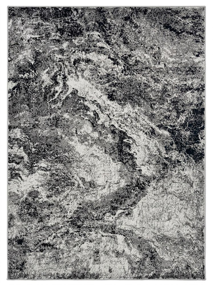 4' X 6' Gray And Black Abstract Distressed Area Rug