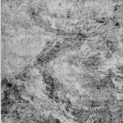 4' X 6' Gray And Black Abstract Distressed Area Rug