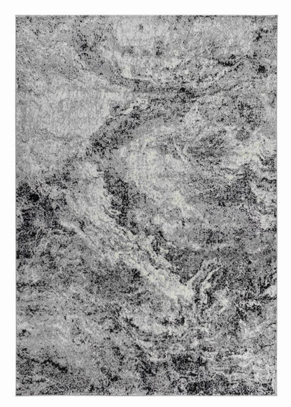 4' X 6' Gray And Black Abstract Distressed Area Rug