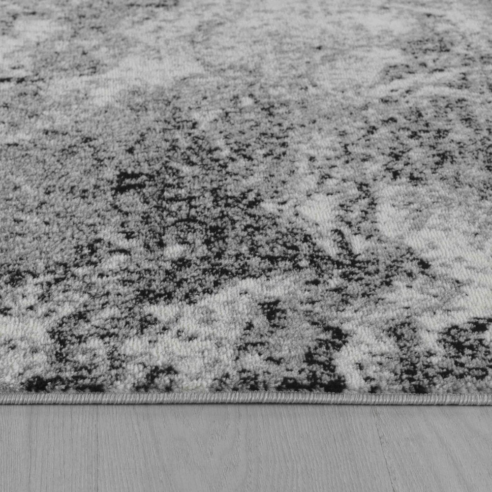 5' X 7' Gray And Black Abstract Distressed Area Rug