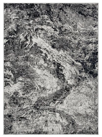 5' X 7' Gray And Black Abstract Distressed Area Rug
