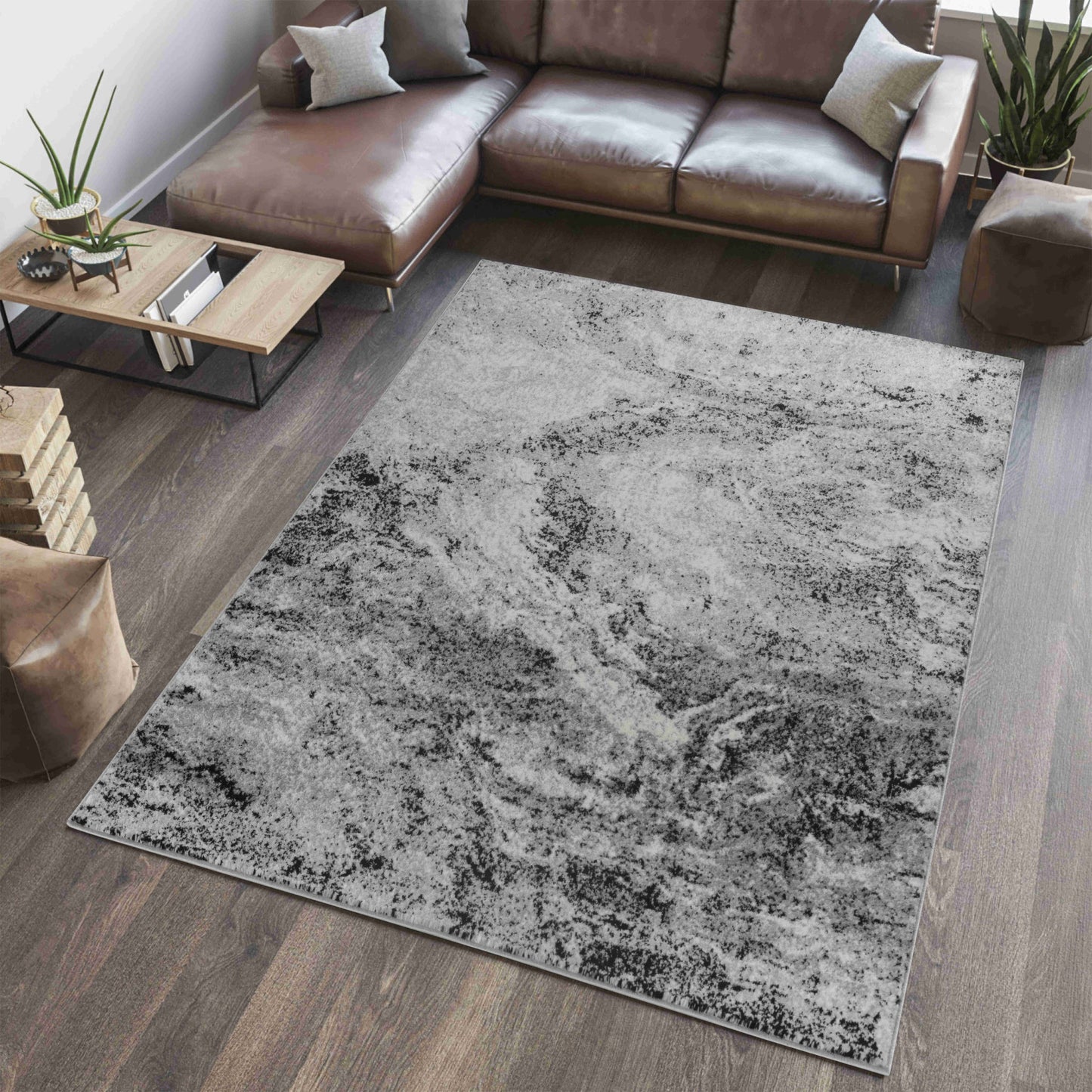 7' X 10' Grey Abstract Area Rug