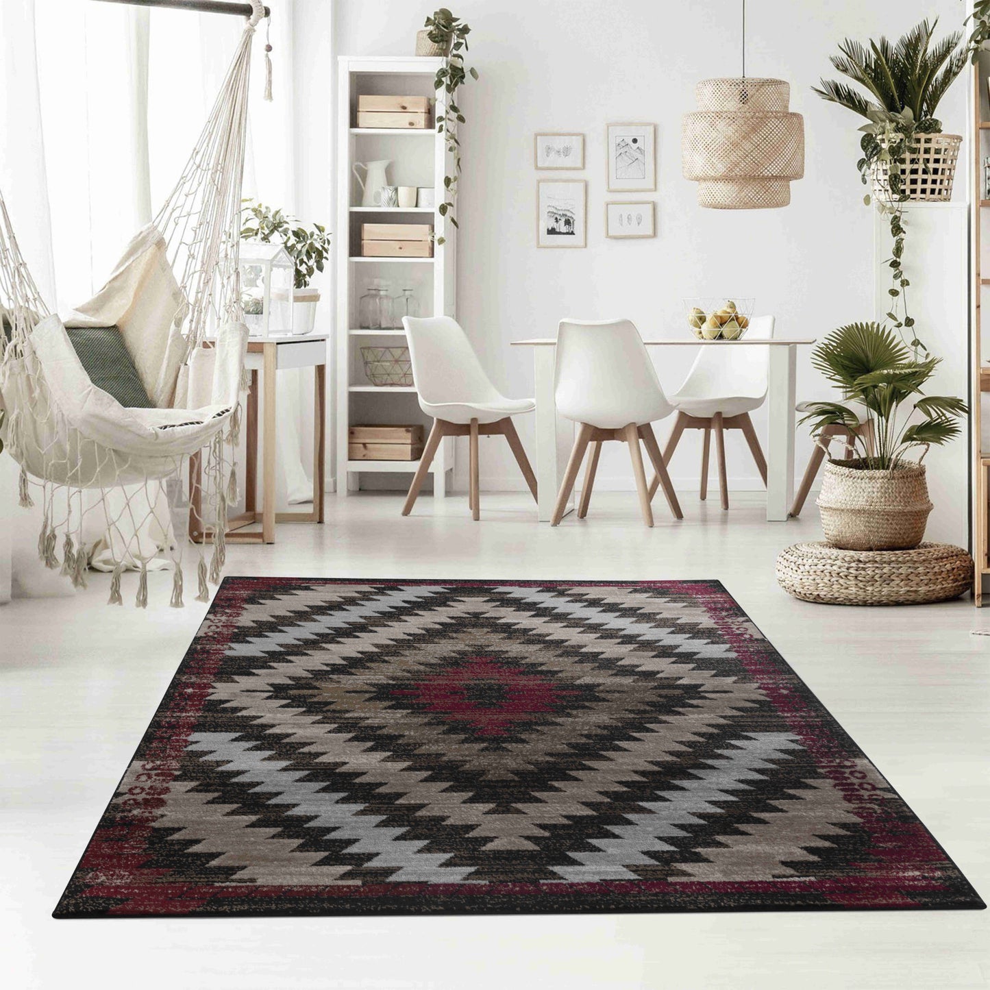 5' X 8' Brown Geometric Area Rug