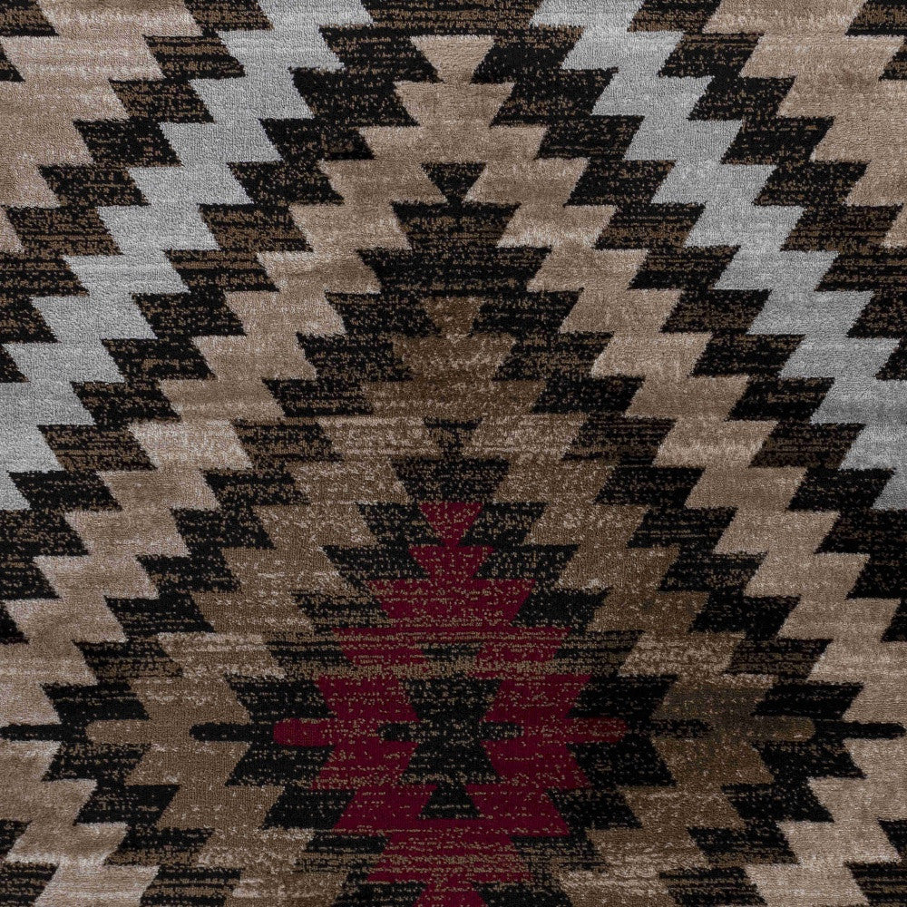 5' X 8' Brown Geometric Area Rug