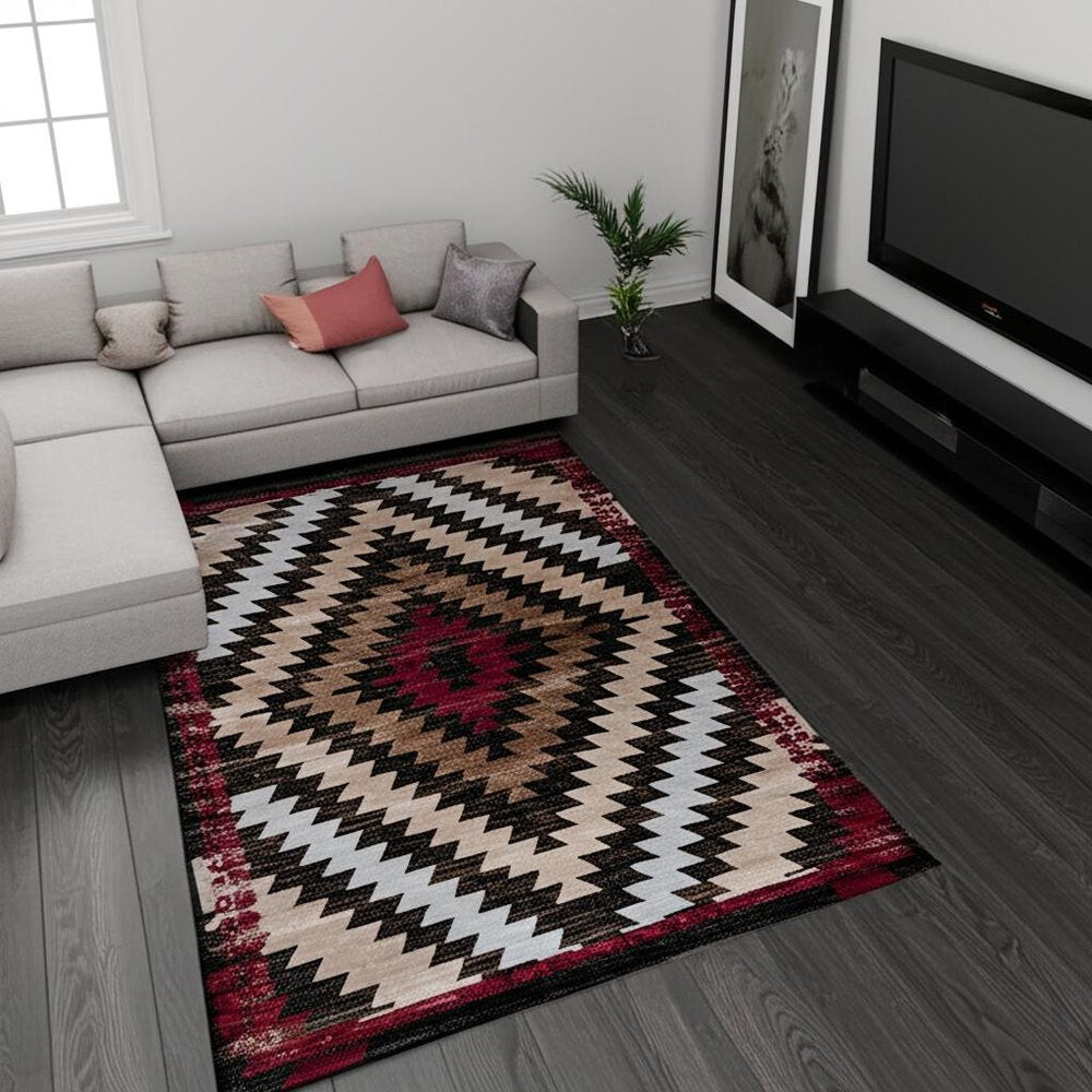 8' X 11' Brown Geometric Area Rug