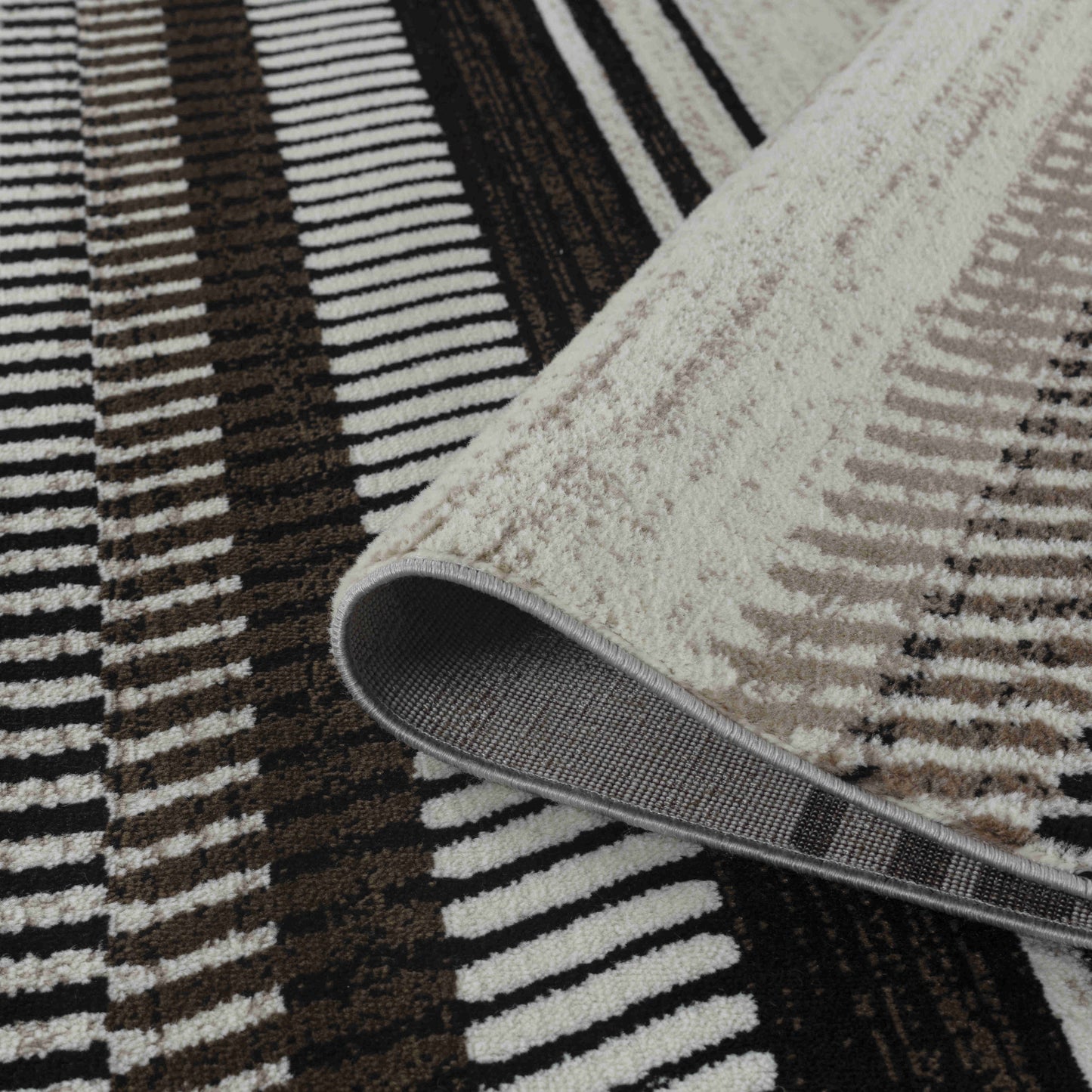 5' X 8' Beige Striped Area Rug