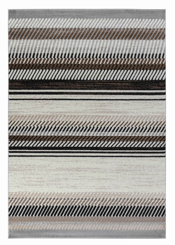 5' X 8' Beige Striped Area Rug