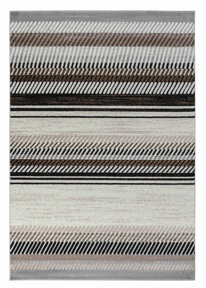 5' X 8' Beige Striped Area Rug