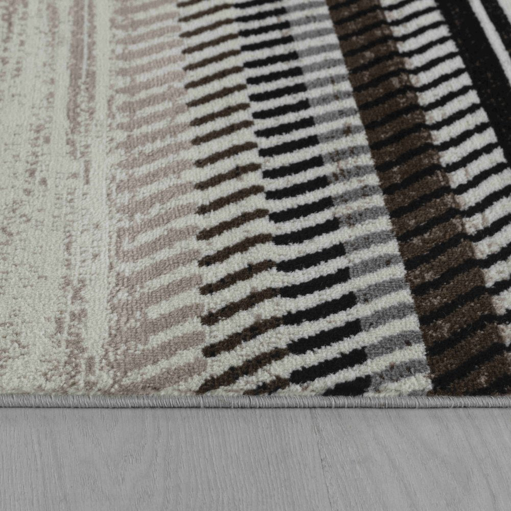6' X 9' Beige And Brown Striped Area Rug