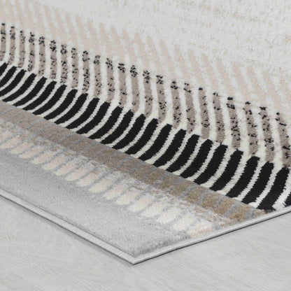 6' X 9' Beige And Brown Striped Area Rug