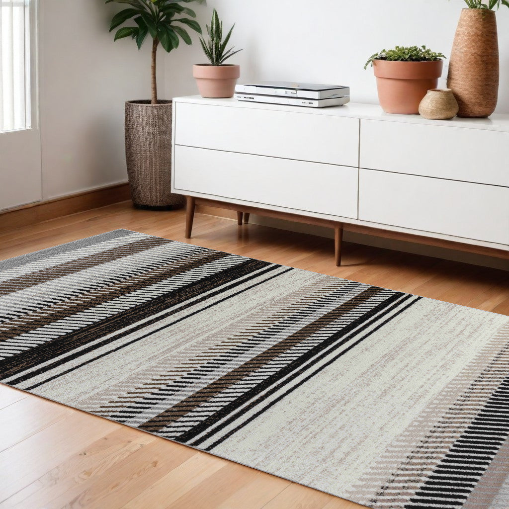 7' X 10' Beige Striped Area Rug