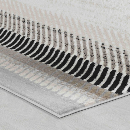 6' X 9' Beige And Brown Striped Area Rug