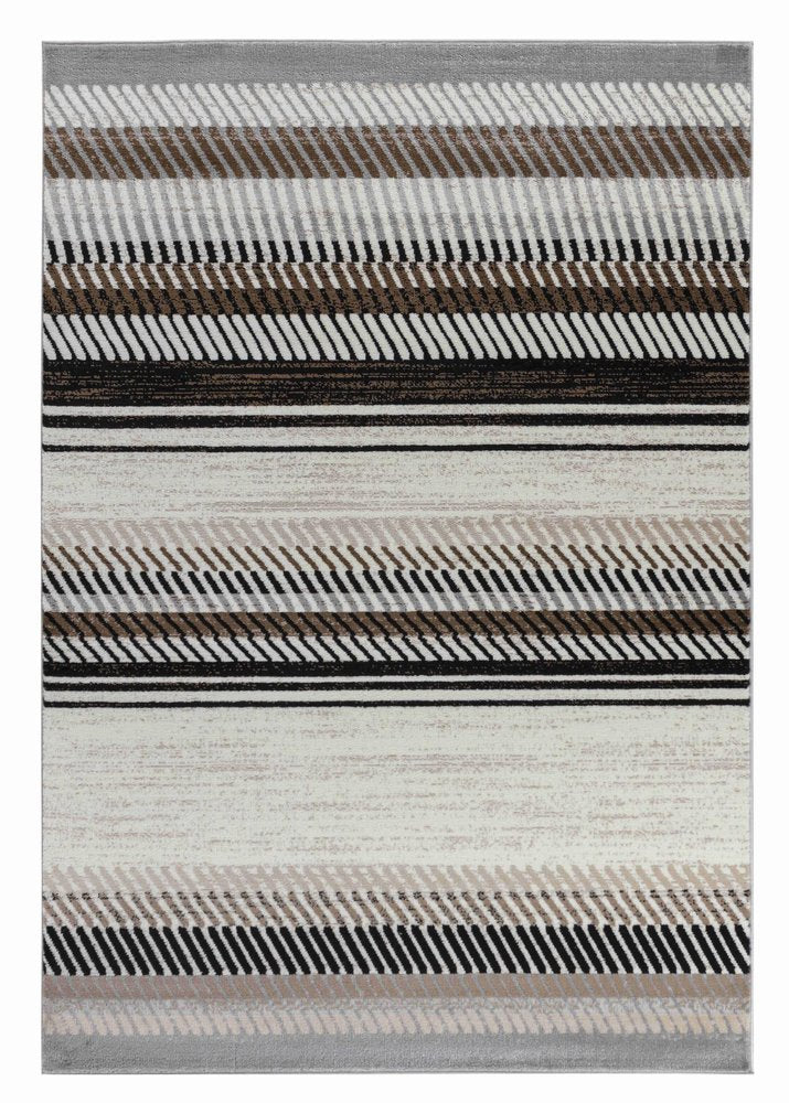 6' X 9' Beige And Brown Striped Area Rug