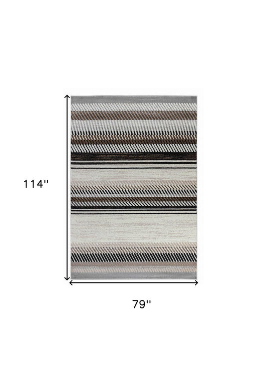 7' X 10' Beige Striped Area Rug