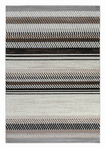 6' X 9' Beige And Brown Striped Area Rug