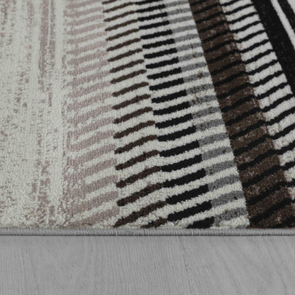 6' X 9' Beige And Brown Striped Area Rug