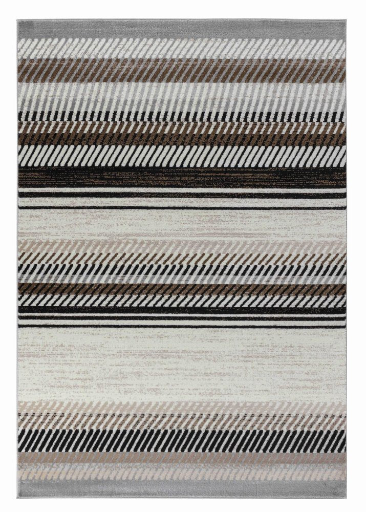 8' X 11' Beige Striped Area Rug