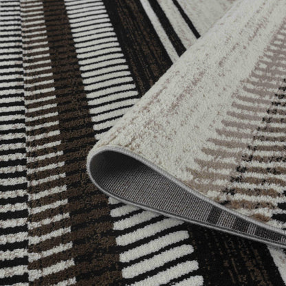 8' X 11' Beige Striped Area Rug