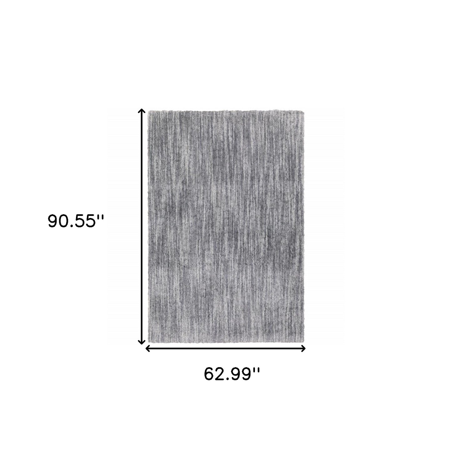 5' X 8' Grey Shag Power Loom Stain Resistant Area Rug