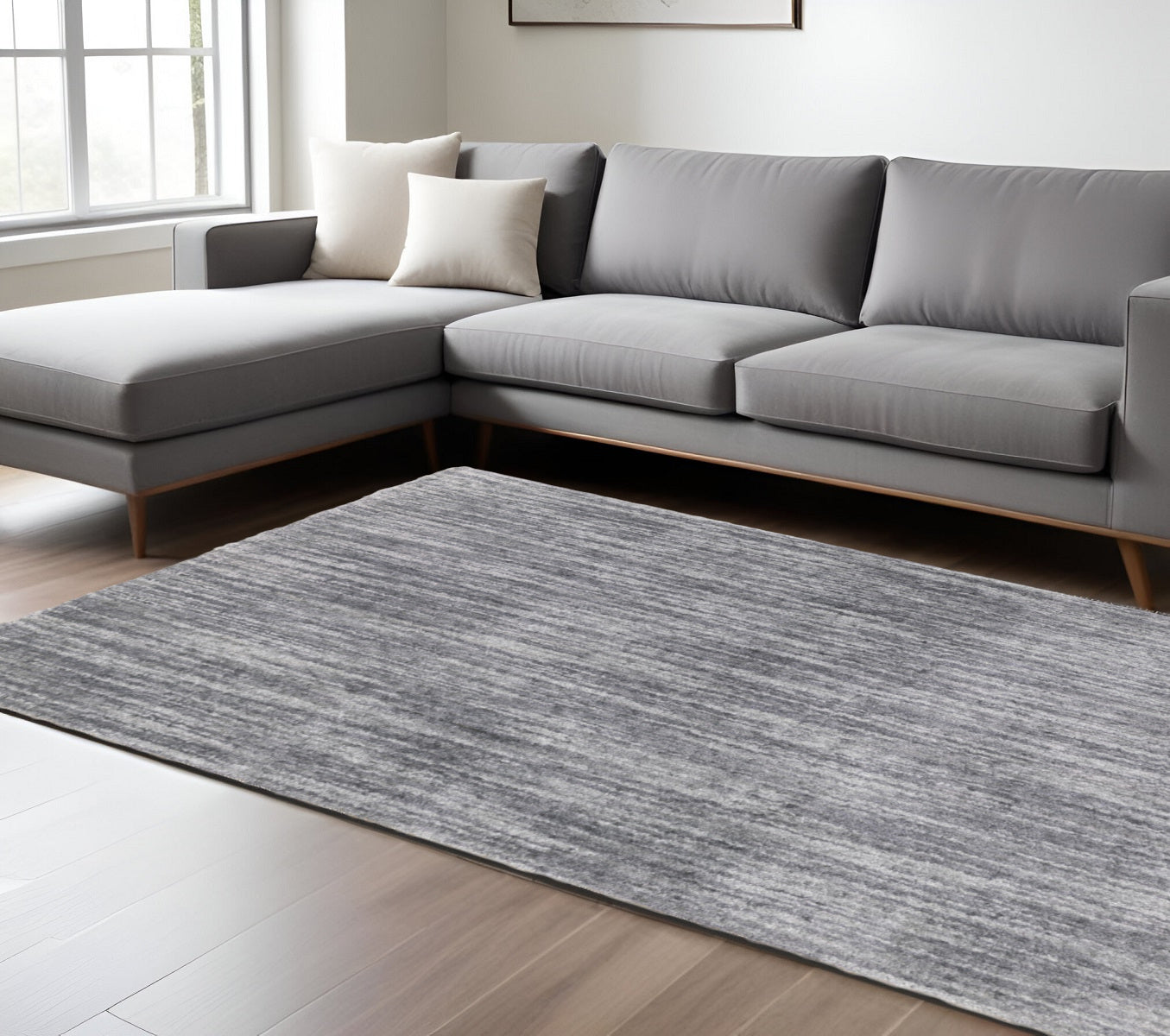 7' X 10' Gray Shag Power Loom Area Rug